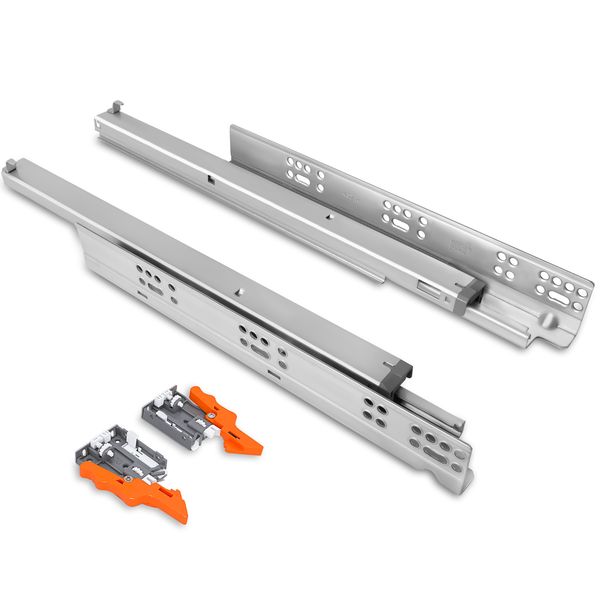 16mm push-open soft-close undermount drawer slides with 75 lb capacity, for frameless and face frame cabinets