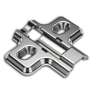 Frameless mounting plate TCH-11400 37.B02 with slot adjustment, nickel-plated finish, and T-X hinge compatibility for modern cabinetry
