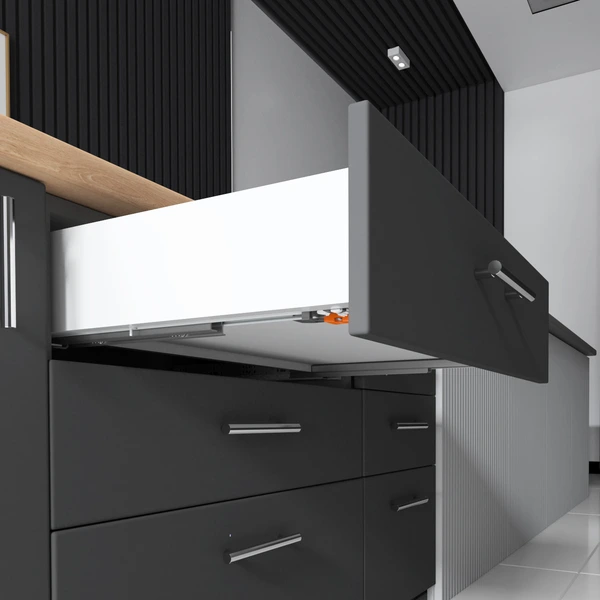 T-MOTION soft-close undermount slides TCH-23101 installed beneath a drawer