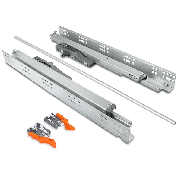 16mm synchronized push-open soft-close slide for frameless and face frame cabinets